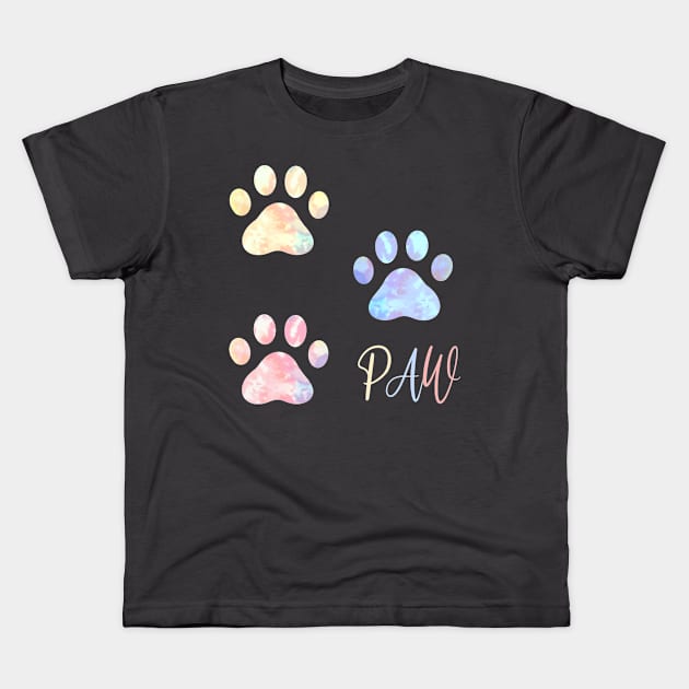 Watercolor Paw Prints Kids T-Shirt by smoochugs